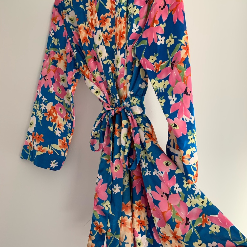 Floral silky robe.